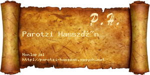 Parotzi Hasszán névjegykártya